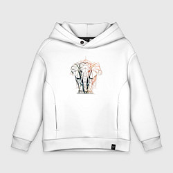 Толстовка оверсайз детская Слон в геометрическом стиле, цвет: белый