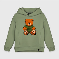 Толстовка оверсайз детская Мишка родом из СССР, цвет: авокадо