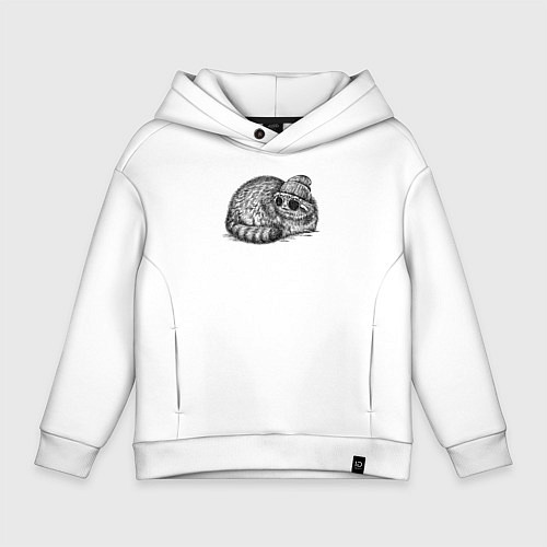 Детское худи оверсайз Манул модник / Белый – фото 1
