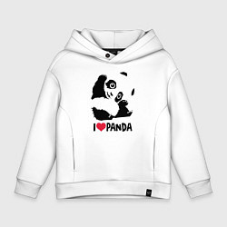 Толстовка оверсайз детская I love panda, цвет: белый
