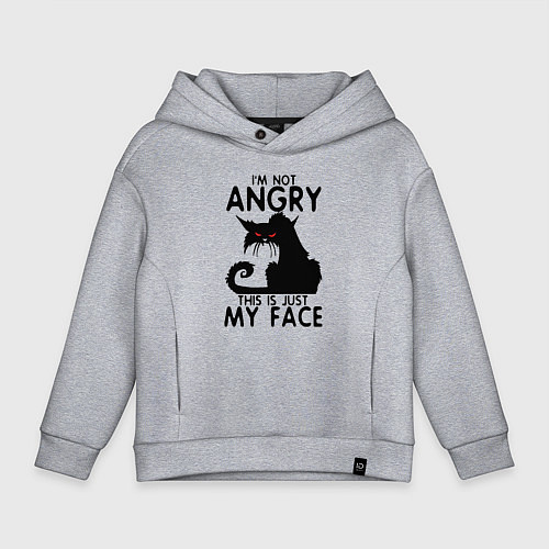Детское худи оверсайз I am not angry cat / Меланж – фото 1