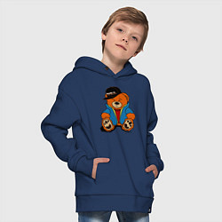 Толстовка оверсайз детская Мишка Марат в куртке, цвет: тёмно-синий — фото 2