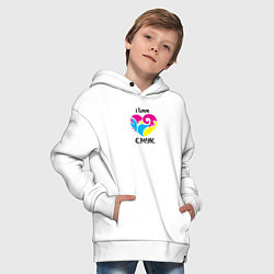 Толстовка оверсайз детская I love cmyk, цвет: белый — фото 2