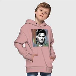 Толстовка оверсайз детская Портрет Элвис, цвет: пыльно-розовый — фото 2