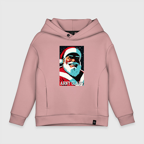 Детское худи оверсайз Arnold Schwarzenegger - Santa Claus / Пыльно-розовый – фото 1
