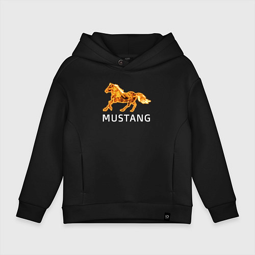 Детское худи оверсайз Mustang firely art / Черный – фото 1