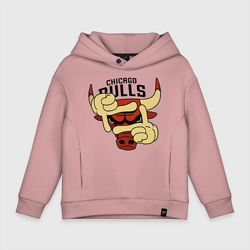 Детское худи оверсайз Bulls logo with hands / Пыльно-розовый – фото 1