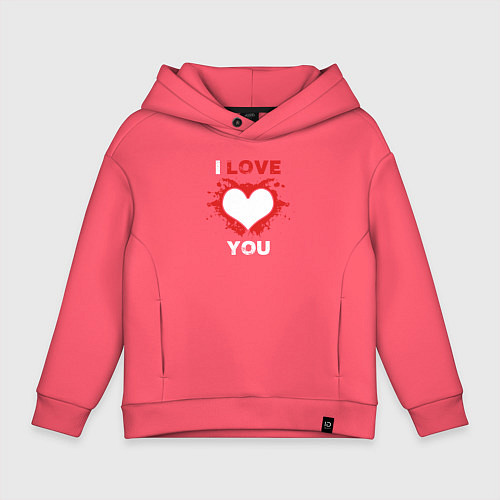 Детское худи оверсайз I love you heart / Коралловый – фото 1