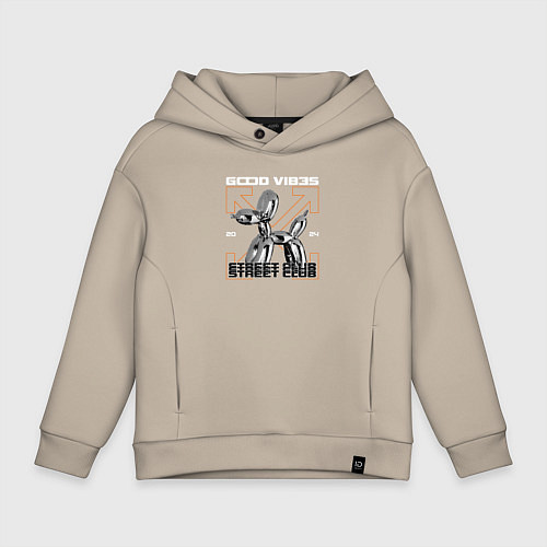 Детское худи оверсайз Четыре стрелки и игрушка / Миндальный – фото 1