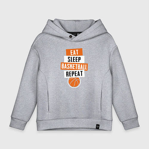 Детское худи оверсайз Eat sleep basketball / Меланж – фото 1