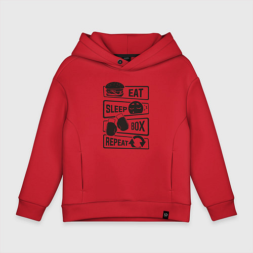 Детское худи оверсайз Есть спать бокс / Красный – фото 1