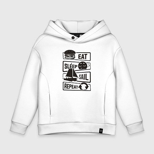 Детское худи оверсайз Есть спать яхтинг / Белый – фото 1