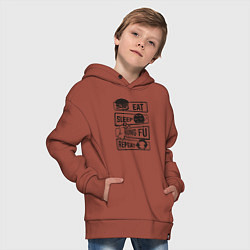 Толстовка оверсайз детская Есть спать кунг-фу, цвет: кирпичный — фото 2