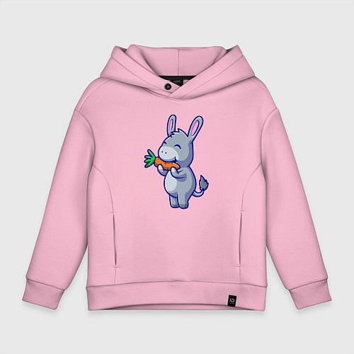 Детское худи оверсайз Ослик ест морковку / Светло-розовый – фото 1