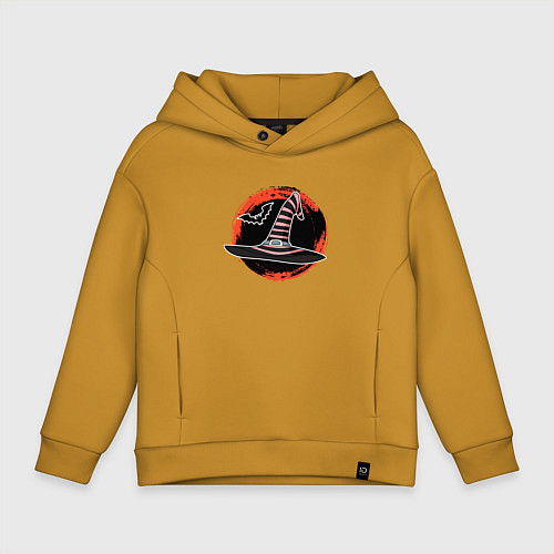 Детское худи оверсайз Мультяшная шляпа ведьмы / Горчичный – фото 1