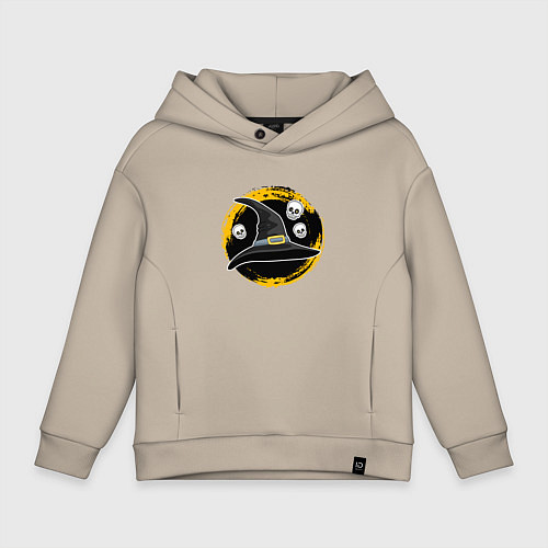 Детское худи оверсайз Мультяшная шляпа ведьмы с черепами / Миндальный – фото 1