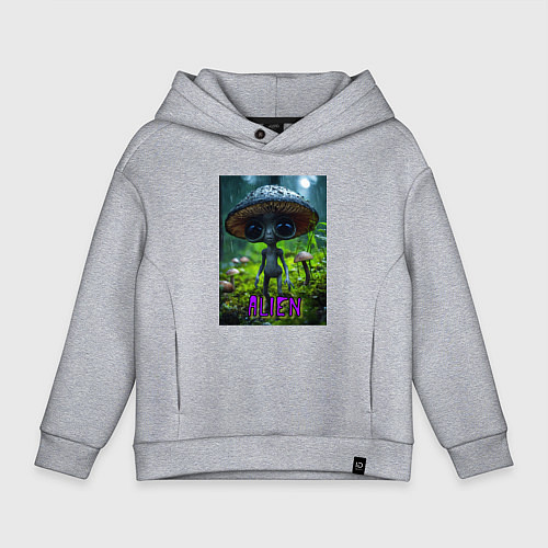 Детское худи оверсайз Серый инопланетянин / Меланж – фото 1