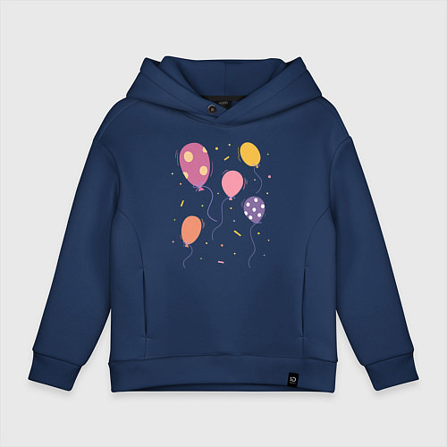 Детское худи оверсайз Летят шары / Тёмно-синий – фото 1