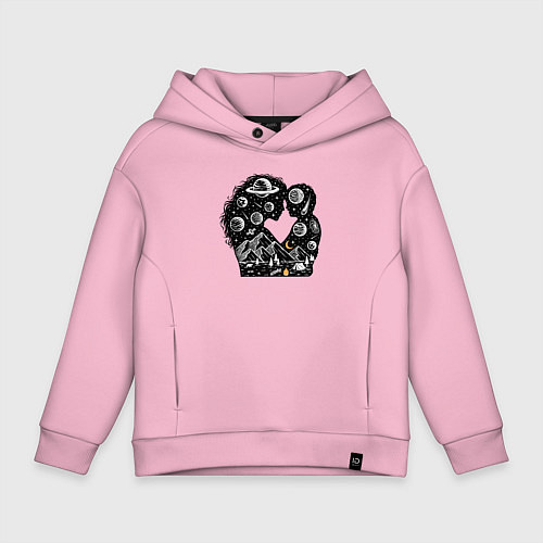 Детское худи оверсайз Space family / Светло-розовый – фото 1