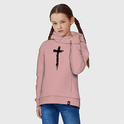 Толстовка оверсайз детская Крест простой графика, цвет: пыльно-розовый — фото 2