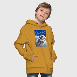 Толстовка оверсайз детская Barbie in space - ai art, цвет: горчичный — фото 2