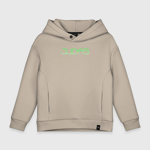 Детское худи оверсайз Judas logo / Миндальный – фото 1