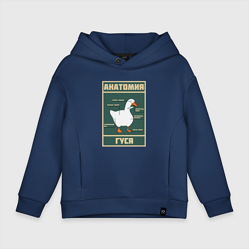 Детское худи оверсайз Анатомия гуся / Тёмно-синий – фото 1