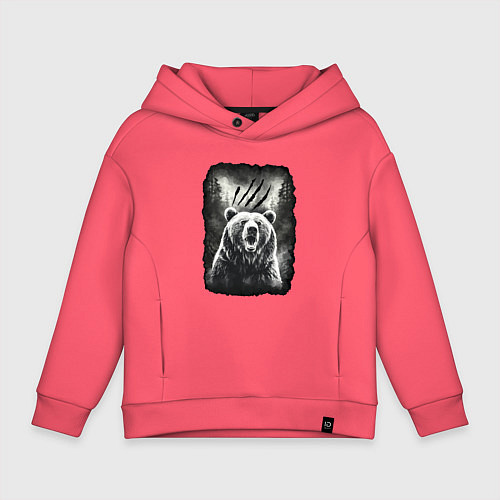 Детское худи оверсайз Большой Медведь / Коралловый – фото 1
