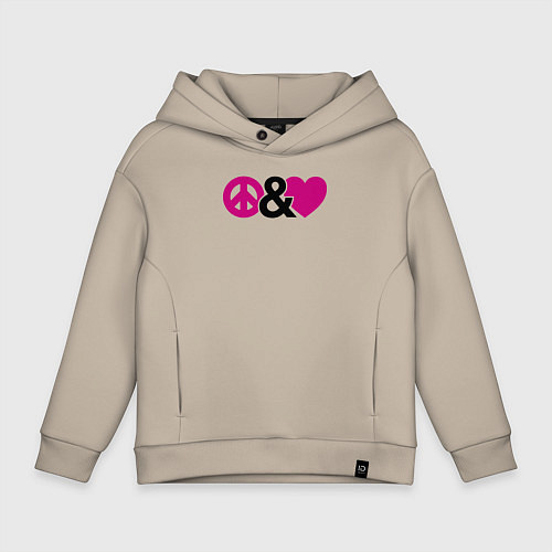 Детское худи оверсайз Peace and love / Миндальный – фото 1