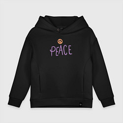Толстовка оверсайз детская My peace, цвет: черный