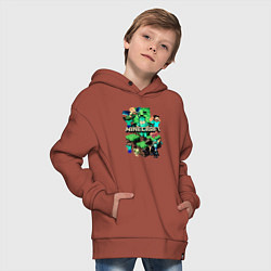 Толстовка оверсайз детская Персонажи из Minecraft, цвет: кирпичный — фото 2