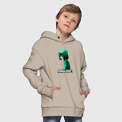 Толстовка оверсайз детская Minecraft девушка с зелеными волосами, цвет: миндальный — фото 2