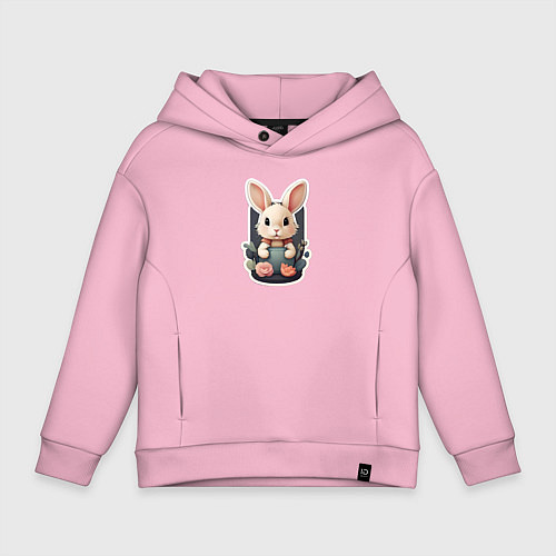 Детское худи оверсайз Маленький пушистый кролик / Светло-розовый – фото 1