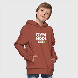 Толстовка оверсайз детская Gym mode on, цвет: кирпичный — фото 2