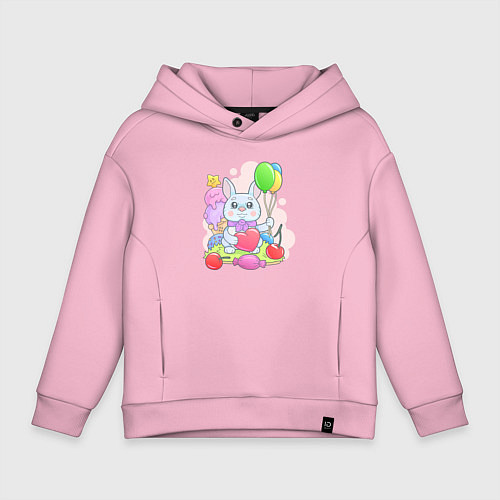Детское худи оверсайз Милый маленький зайчонок / Светло-розовый – фото 1