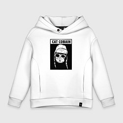 Толстовка оверсайз детская Cat cobain, цвет: белый