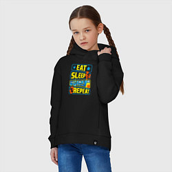Толстовка оверсайз детская Eat sleep fly, цвет: черный — фото 2