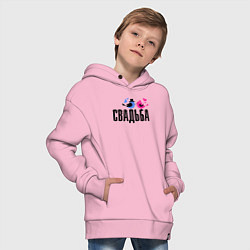 Толстовка оверсайз детская Свадьба с птичками, цвет: светло-розовый — фото 2