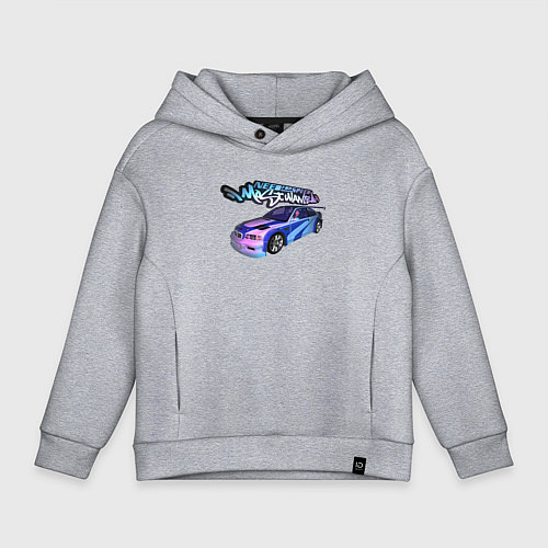 Детское худи оверсайз NFS Most Wanted neon bmw / Меланж – фото 1