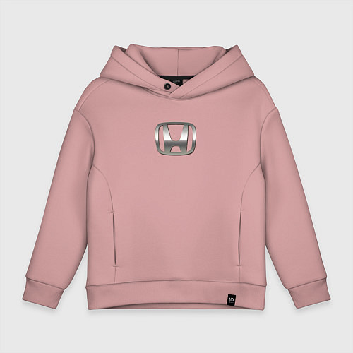 Детское худи оверсайз Honda logo auto grey / Пыльно-розовый – фото 1