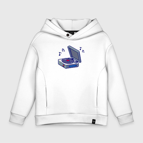 Детское худи оверсайз Виниловый проигрыватель / Белый – фото 1