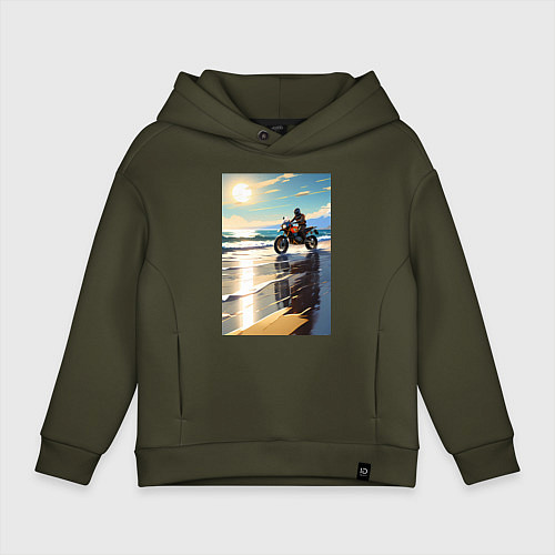 Детское худи оверсайз On the beach / Хаки – фото 1