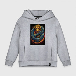 Детское худи оверсайз Муай тай синий дракон