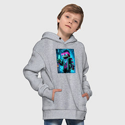 Толстовка оверсайз детская Minecraft - neon character ai art, цвет: меланж — фото 2