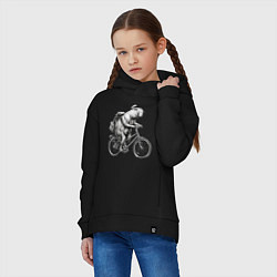 Толстовка оверсайз детская Капибара на велосипеде в черном цвете, цвет: черный — фото 2