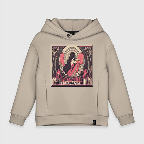 Детское худи оверсайз Индийская девушка - абстракция / Миндальный – фото 1