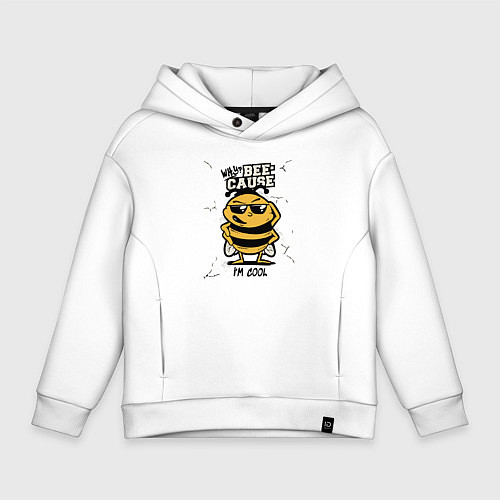 Детское худи оверсайз Why bee cause im cool / Белый – фото 1