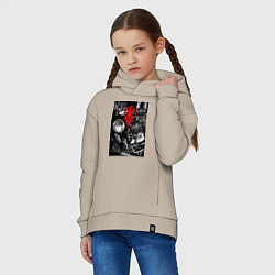 Толстовка оверсайз детская Гатс Чёрный мечник коллаж, цвет: миндальный — фото 2