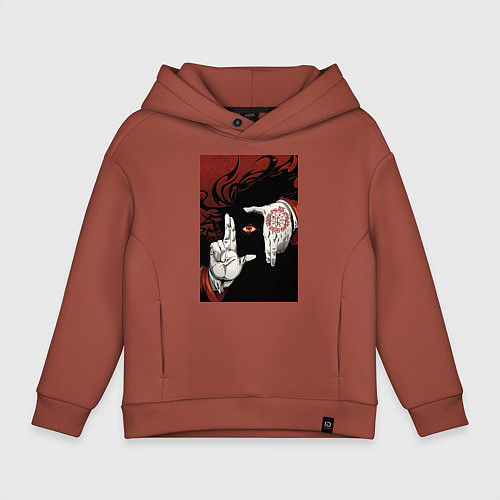 Детское худи оверсайз Хеллсинг Алукард Вампир / Кирпичный – фото 1