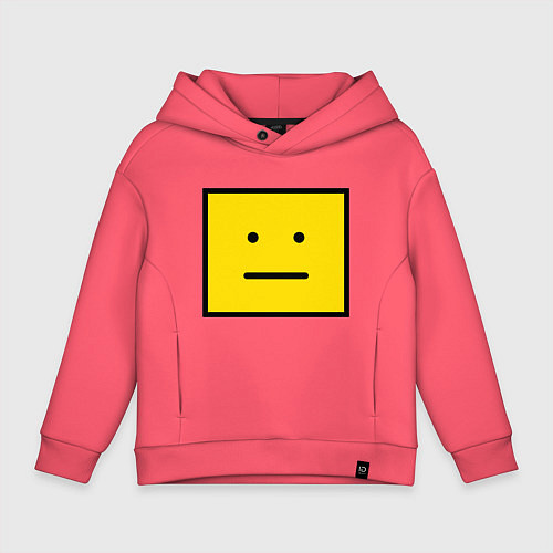 Детское худи оверсайз Квадратный смайлик / Коралловый – фото 1